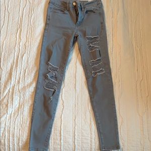 Gray ripped American Eagle Jeans
